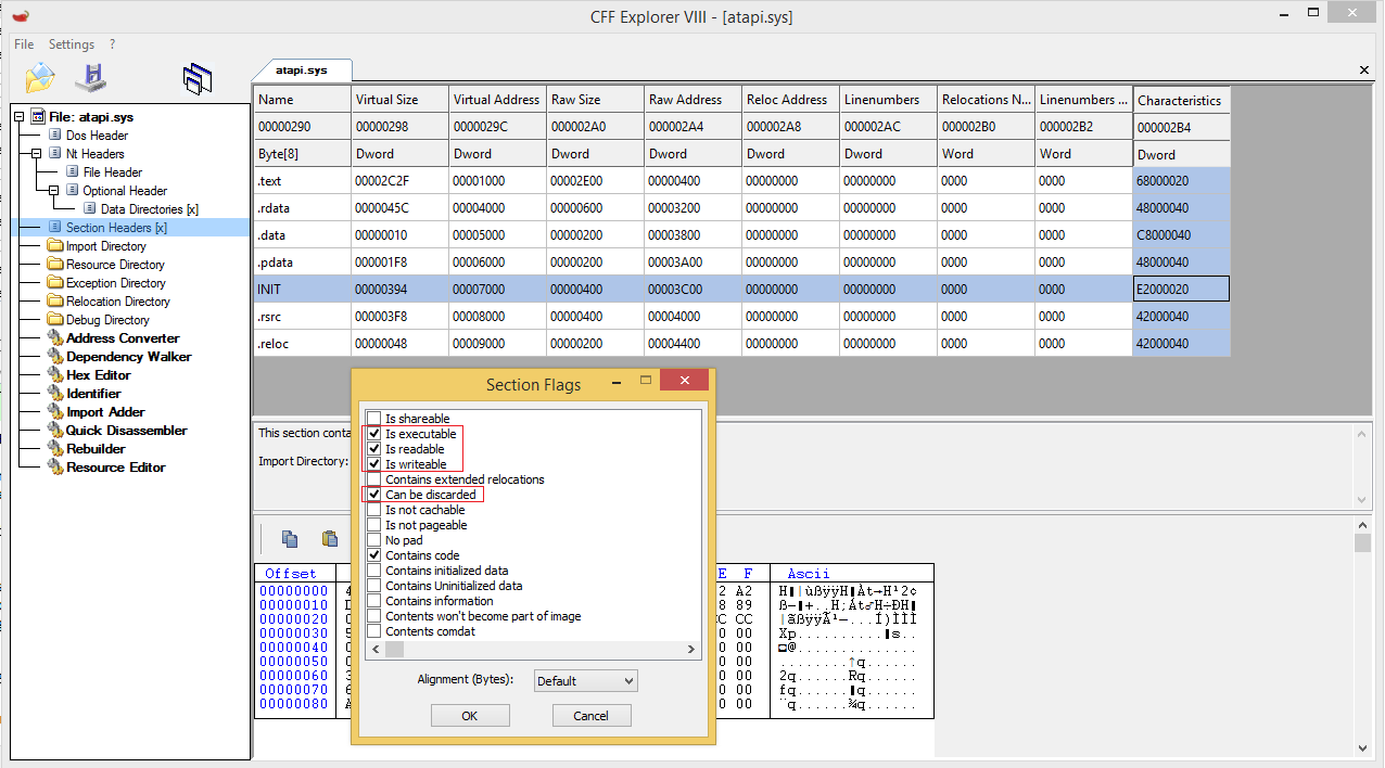 INIT section of ATAPI Driver from Windows 8.1